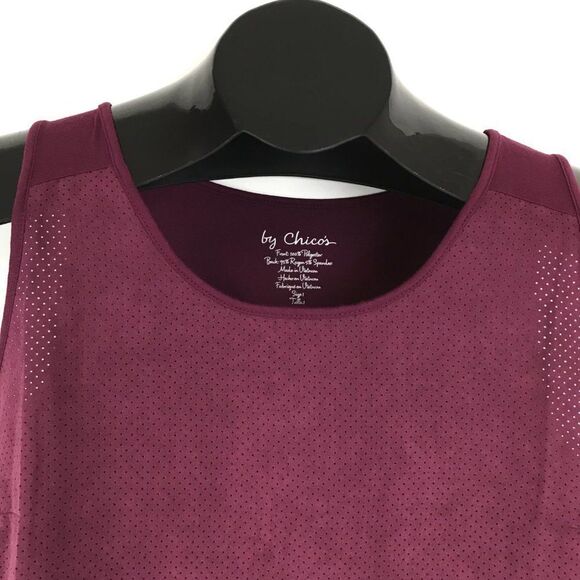 Chico's Mesh Scoop Neck Tank Top Women's Medium Purple Sleeveless Mixed Media - Picture 2 of 10